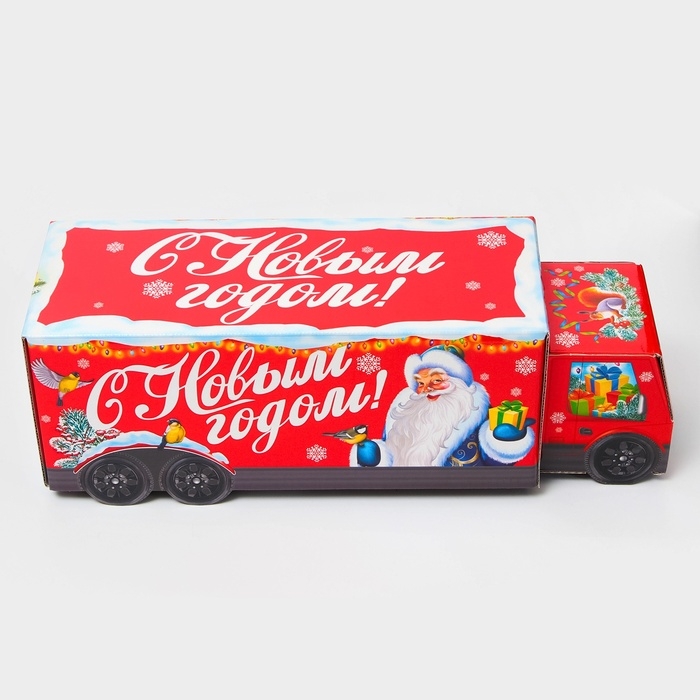Новый год. Подарочная коробка Новогодняя Фура Новый год. Подарочная коробка Новогодняя Фура "Скоро праздник" с анимацией 36 х 11,5 х 11 см.