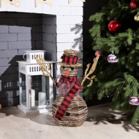 Светодиодная фигура &laquo;Снеговик&raquo; 24 &times; 50 &times; 15 см, текстиль, металл, батарейки ААх2 (не в комплекте), свечение тёплое белое