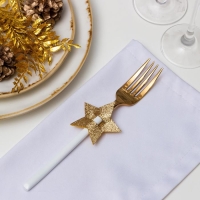 Новый год. Набор для декора столовых предметов &laquo;Звезда&raquo;, 4 шт, цвет золото 6х5,7 см, 100% п/э, фетр