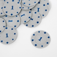 Набор фишек с номиналом 1, однотонные, серые, в наборе 25 шт. Набор фишек с номиналом 1, однотонные, серые, в наборе 25 шт.