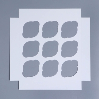 Коробка для капкейков, кондитерская упаковка с окном, 9 ячеек &laquo;Цветы&raquo;, 25 х 25 х 10 см