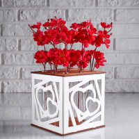 Кашпо деревянное 15×15×15 см с 9 колбами "Два сердца", морёный белый Дарим Красиво Кашпо деревянное 15×15×15 см с 9 колбами "Два сердца", морёный белый Дарим Красиво