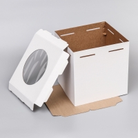 Коробка под торт с окном, белая, 30 х 30 х 30 см Коробка под торт с окном, белая, 30 х 30 х 30 см