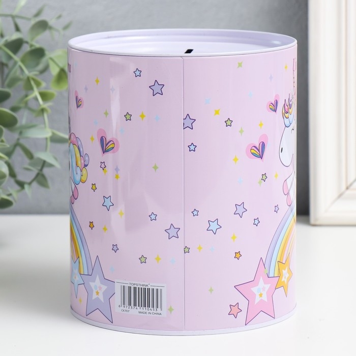 Копилка металл банка"Единорог на радуге" н-р 5 шт 7,5х10,5;8,5х11,5;9х12,5;10х14;13,5х16 см