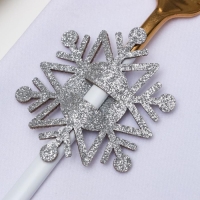 Новый год. Набор для декора столовых предметов &laquo;Снежинка&raquo;, 4 шт,цвет серебро 6,5х7,5 см, 100% п/э, фетр 626098