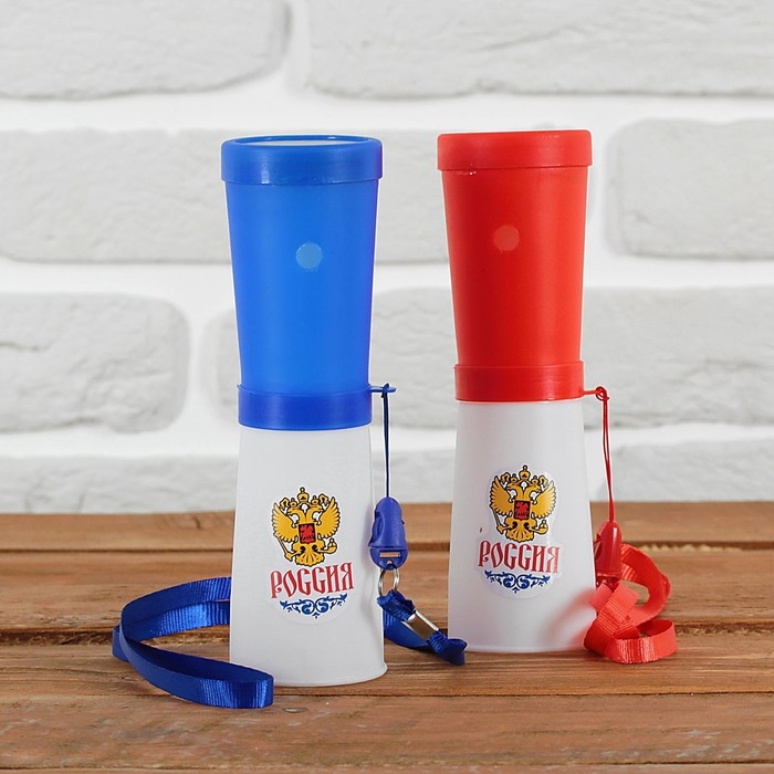 Свисток-гуделка болельщика «Россия», герб, 17 см, цвета МИКС Свисток-гуделка болельщика «Россия», герб, 17 см, цвета МИКС