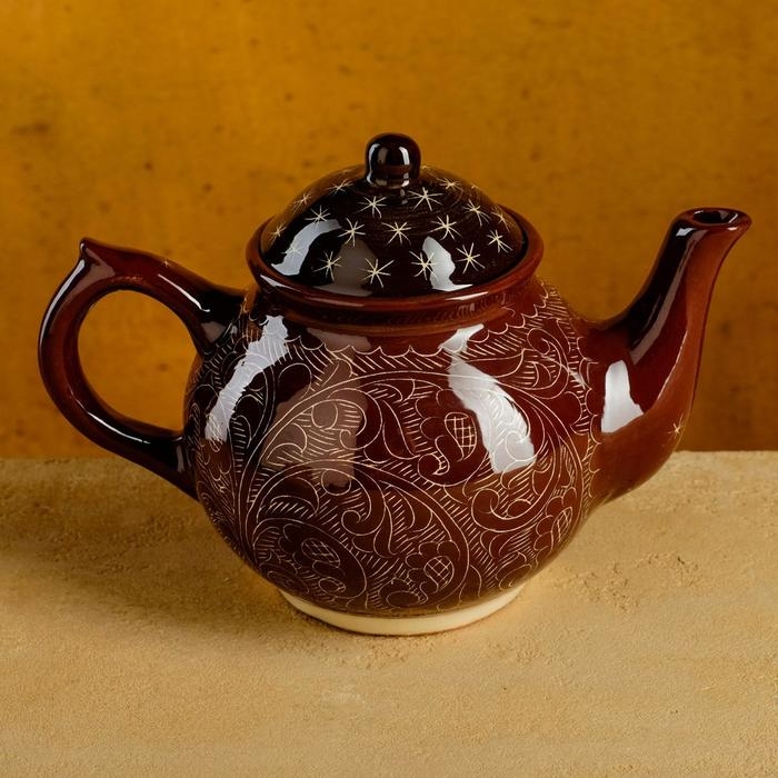 Чайник Риштанская Керамика Чайник Риштанская Керамика "Узоры", 700 мл, коричневый