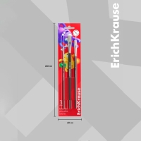 Набор кистей пони и щетина 3 штуки, ErichKrause "JollyFriends" для акварели и гуаши, в блистере