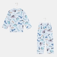 Пижама детская из фланели (рубашка, брюки) KAFTAN "Дино", размер 122-128, голубой Пижама детская из фланели (рубашка, брюки) KAFTAN "Дино", размер 122-128, голубой