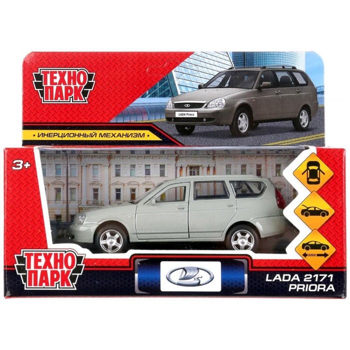 Машина металлическая LADA Priora, 12 см, открываются двери и багажник, инерция, цвет бежевый Машина металлическая LADA Priora, 12 см, открываются двери и багажник, инерция, цвет бежевый