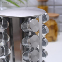 Набор для специй на подставке &laquo;Профи&raquo;, 21&times;21&times;34 см, 20 шт, цвет металлик