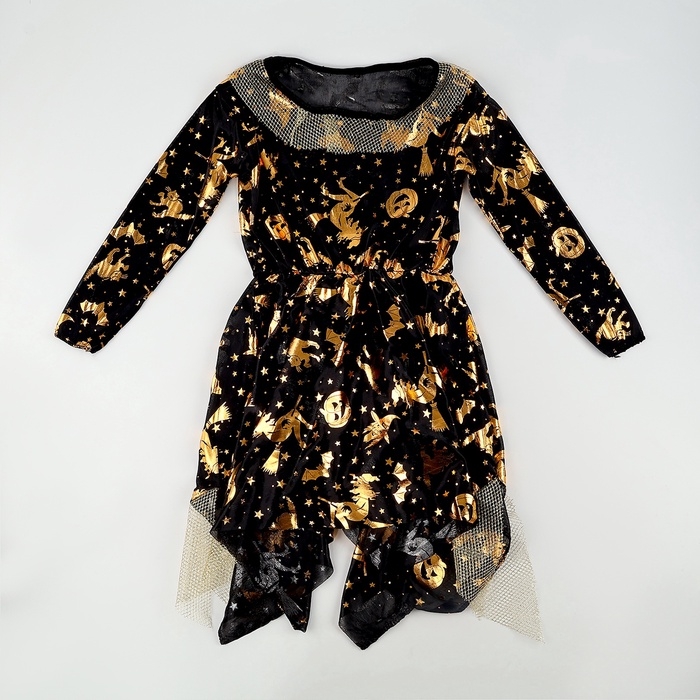 Карнавальный набор &laquo;Маленькая злодейка&raquo;: платье, шляпа, чулки, сумка, рост 104-110 см