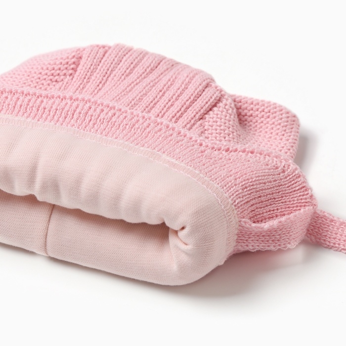 Шапка детская с ушками MINAKU р-р 44-46, цвет нежно-розовый