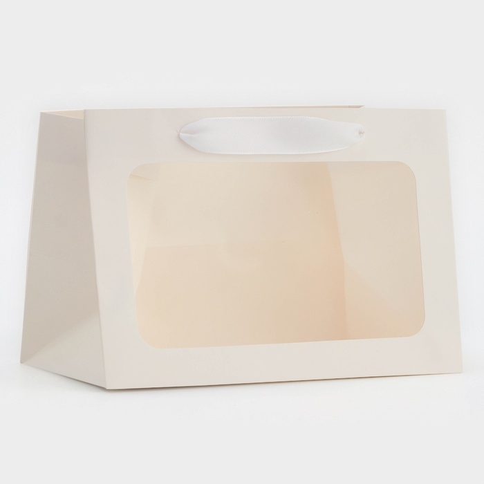 Пакет подарочный с широким дном и окном 20 × 14 × 13,2 см, белый Пакет подарочный с широким дном и окном 20 × 14 × 13,2 см, белый