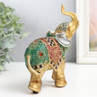 Сувенир полистоун "Слон - попона красно-зелёная с рубинами" 12,5х5,5х15,5 см