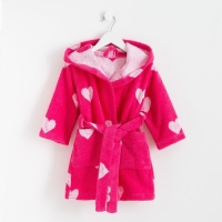 Халат махровый детский Крошка Я «Сердечки» размер 28, цвет розовый, 100% хлопок 360 г/м2 Халат махровый детский Крошка Я «Сердечки» размер 28, цвет розовый, 100% хлопок 360 г/м2