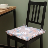 Сидушка на стул Этель "Цветы" цв.серый, 40х40 см, 100% п/э