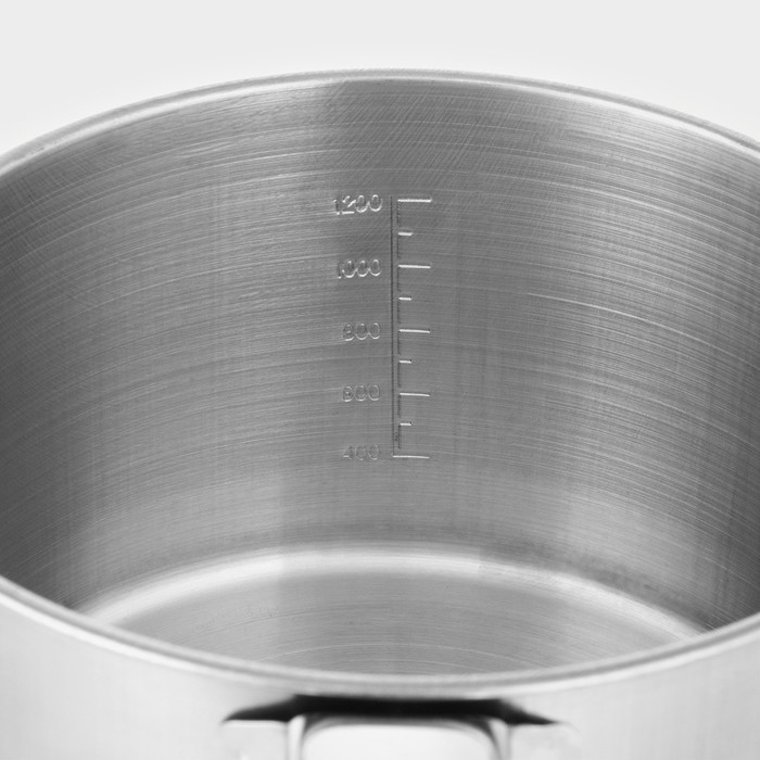 Ковш из нержавеющей стали &laquo;Базис&raquo;, 1,2 л, d=16 см, с мерной шкалой, металлическая ручка