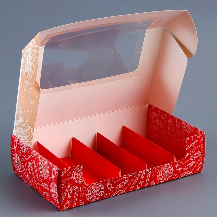 Новый год. Коробка для 5 эклеров подарочная, новогодняя упаковка Новый год. Коробка для 5 эклеров подарочная, новогодняя упаковка "Вкусного Нового года", 25,2 х 15 х 6,6 см.