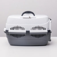 Переноска для животных до 9 кг "Пижон", металлическая дверь, 43 х 29 х 27,5 см, бело-серая