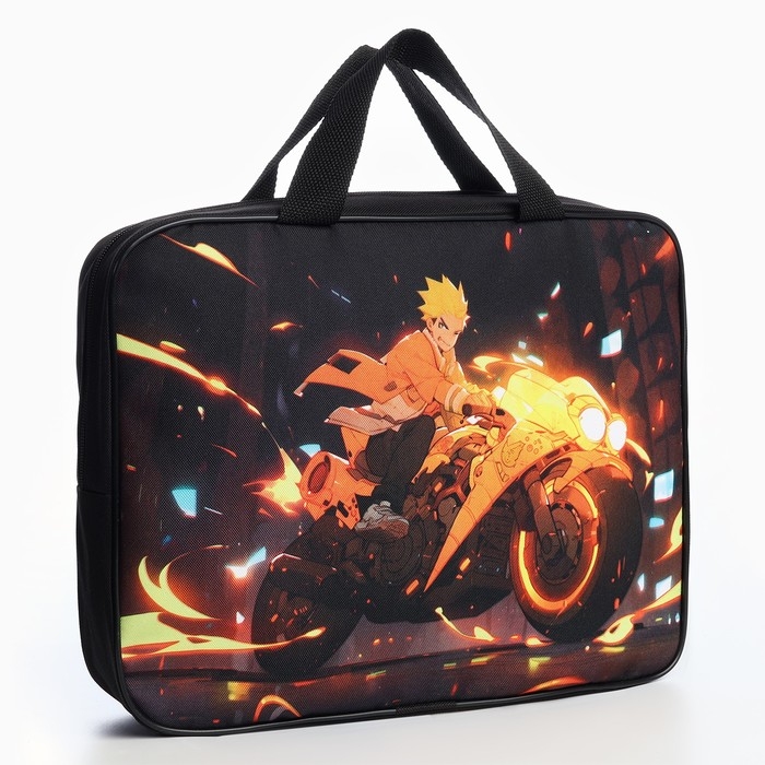 Папка для труда А4 на молнии текстиль 70мм 350 х 270 мал &laquo;1 сентября: Аниме мото&raquo;