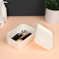 Органайзер для хранения косметических принадлежностей &laquo;Zoy&raquo;, с крышкой, 15,9 х 11,3 х 7,2 см, цвет слоновая кость