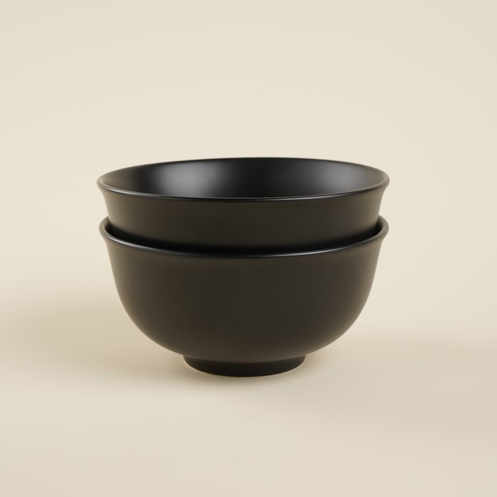 Набор салатников фарфоровых SL Home «Дарк», 750 мл, d=15 см, цвет чёрный Набор салатников фарфоровых SL Home «Дарк», 750 мл, d=15 см, цвет чёрный