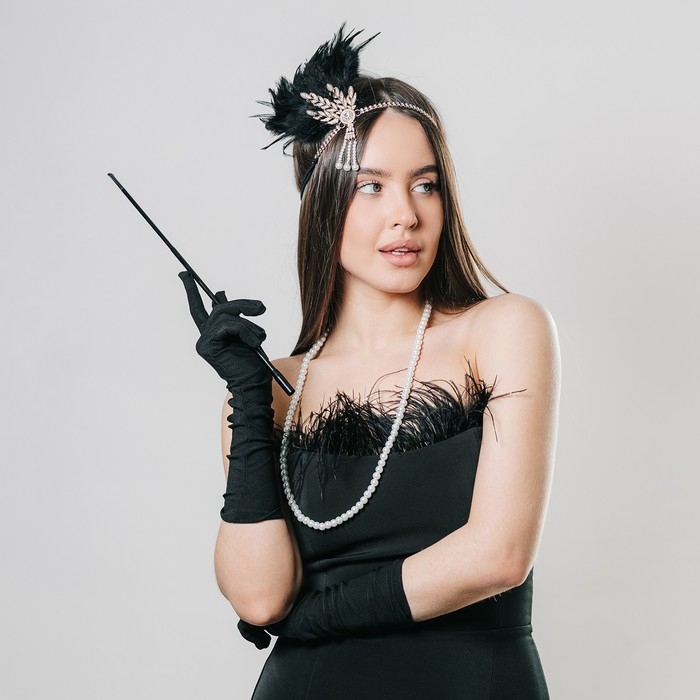 Карнавальный набор «Lux»: повязка, перчатки, бусы, мундштук Карнавальный набор «Lux»: повязка, перчатки, бусы, мундштук