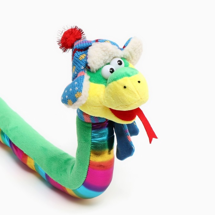 Мягкая игрушка &laquo;Змея&raquo;, с разноцветым животиком, в новогоднем колпаке, 95 см