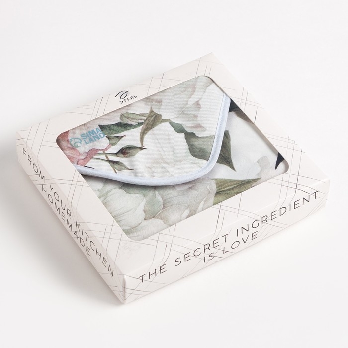 Кухонный набор "Этель" Пионы полотенце 40х73 см, прихватка 19х19 см, фартук 60х65+/-5см