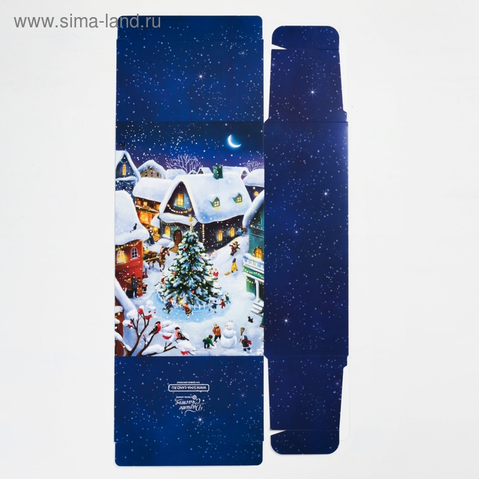 Коробка - конфета подарочная новогодняя складная &laquo;Новогодняя деревушка&raquo;, 18 х 28 х 10 см, Новый год