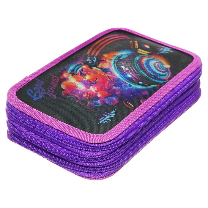 Пенал 3 секции, 125 х 205 х 55 мм, Calligrata 8П26/3 Пенал 3 секции, 125 х 205 х 55 мм, Calligrata 8П26/3 "Музыка" (с эффектом металлика) ,ламинированный картон