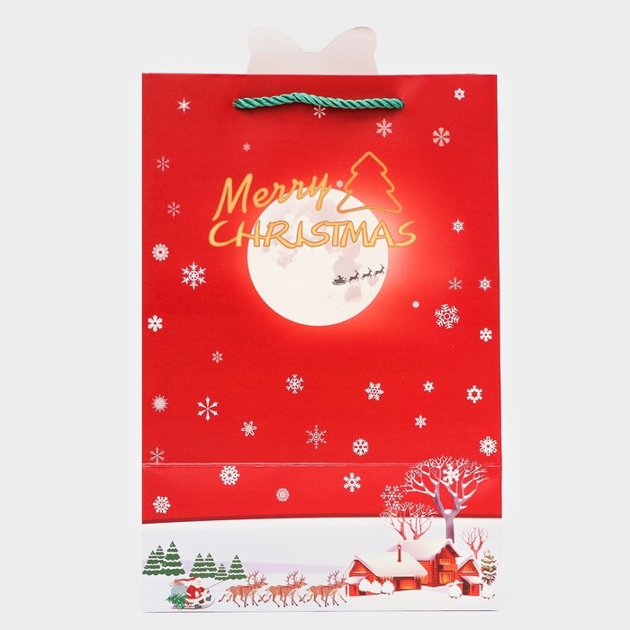 Пакет подарочный новогодний с окном Пакет подарочный новогодний с окном "Рождественский звон", тиснение, 30 х 20 х 16 см.