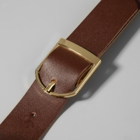 Ручка для сумки из натуральной кожи, регулируемая, с карабинами, 125 &plusmn; 2 см &times; 2,5 см, цвет коричневый/золотой