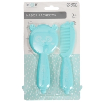 Набор для ухода за волосами: расческа и щетка &laquo;Мишка&raquo;, цвет бирюзовый