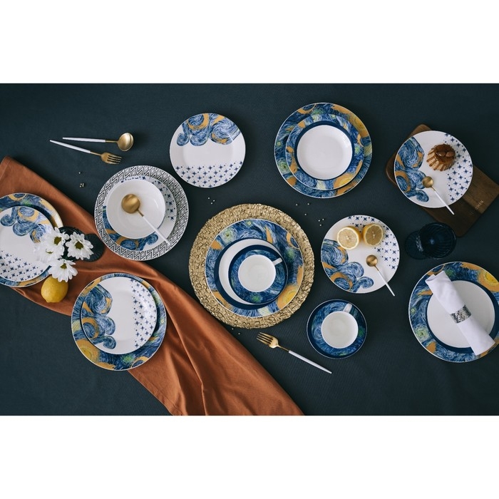 Салатник фарфоровый Доляна &laquo;Звёздная ночь&raquo;, 600 мл, d=15,5 см