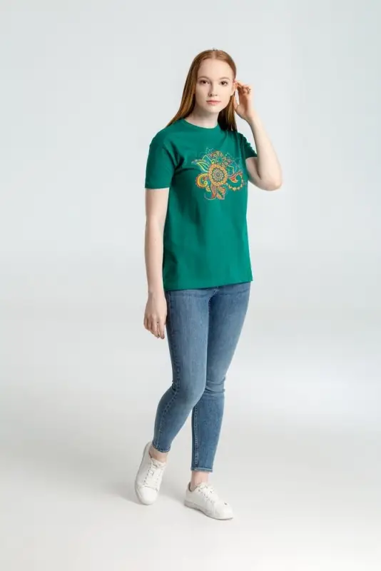 Футболка &laquo;Узор&raquo;, зеленая, размер L
