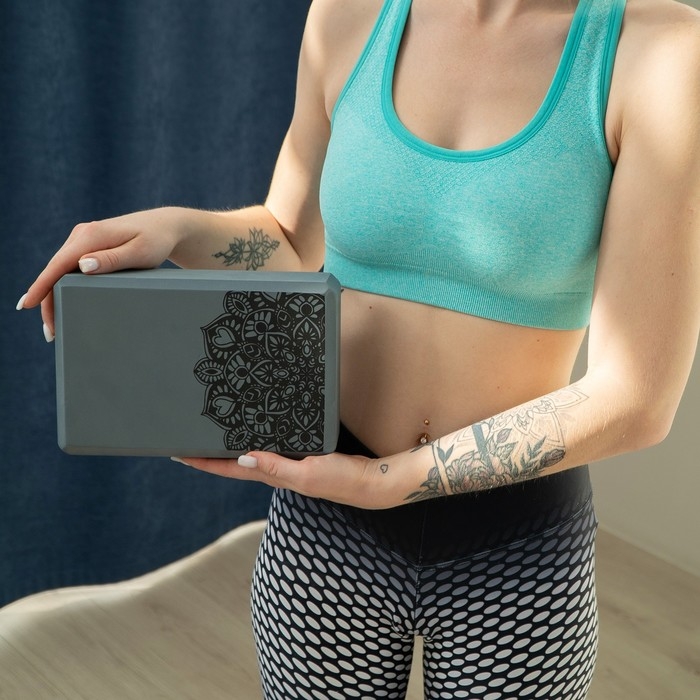 Блок для йоги Sangh, 23&times;15&times;8 см, цвет серый