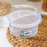 Контейнер пищевой RICCO, 1,2 л, d=17 см, h=7,5 см, круглый, цвет прозрачный, голубой