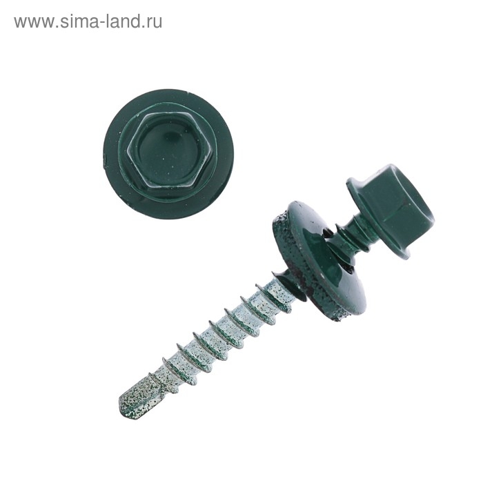 Саморезы кровельные 4.8х35 RAL 6005, темно-зеленый, 200 шт. Саморезы кровельные 4.8х35 RAL 6005, темно-зеленый, 200 шт.