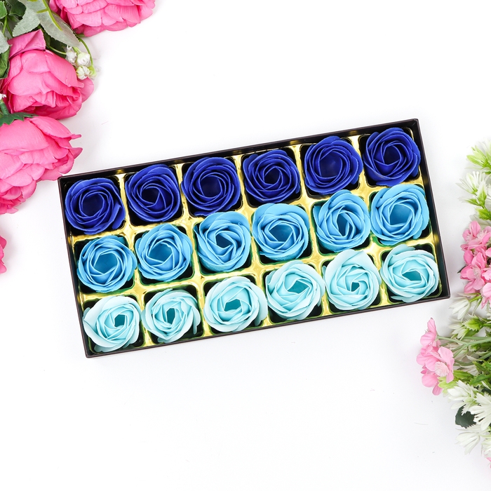 Мыльные розочки, цветные оттенки, набор 18 шт.