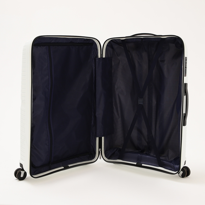 Чемодан большой 100 л (L), отдел на молнии, кодовый замок, 4 колеса, цвет белый