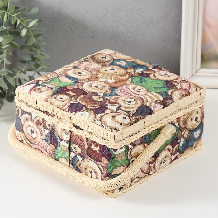 Шкатулка для рукоделия Шкатулка для рукоделия "Плюшевые медвежата" 20х20х11 см