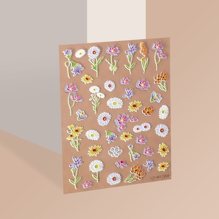 Наклейки для ногтей «На поле», объёмные, разноцветные Наклейки для ногтей «На поле», объёмные, разноцветные