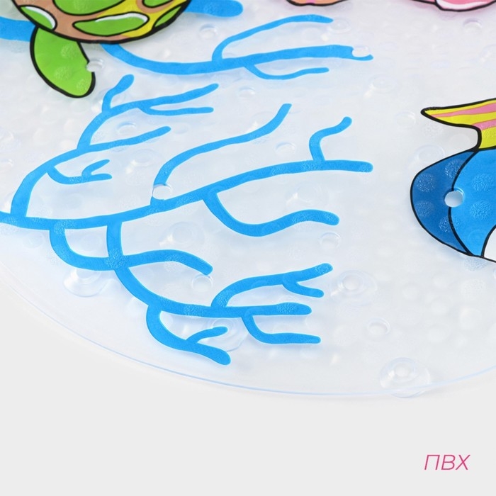 Коврик противоскользящий в ванну на присосках Доляна «Морские жители», 36×68 см Коврик противоскользящий в ванну на присосках Доляна «Морские жители», 36×68 см