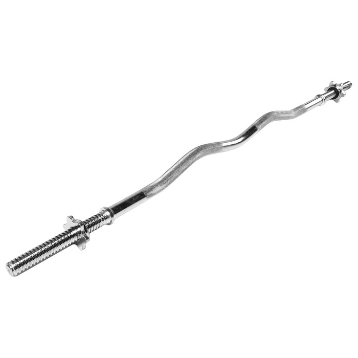 Гриф гнутый Вайдера W-образный с замками ONLYTOP, вес 4,8 кг, 120 см, d=25 мм, до 120 кг