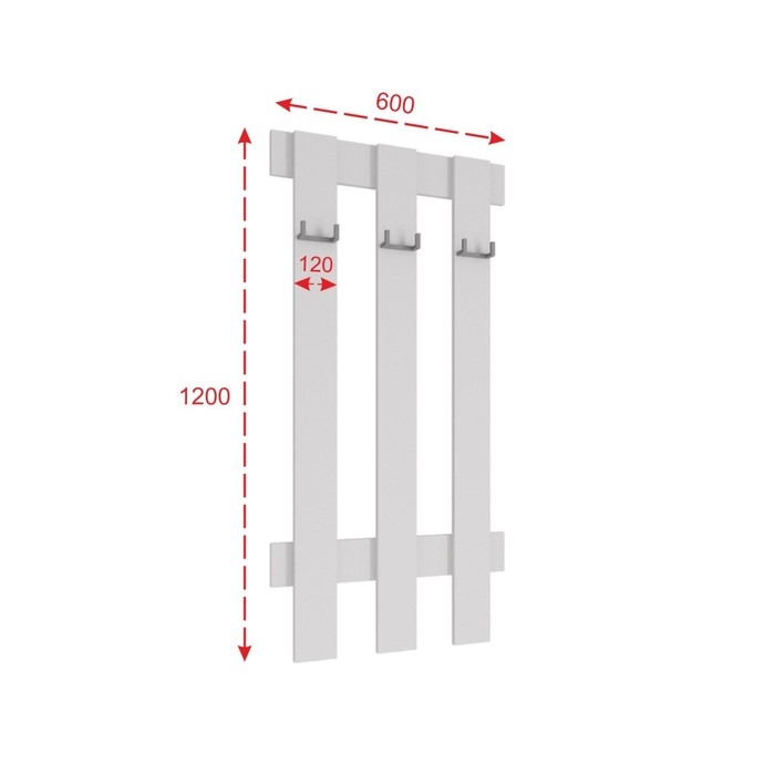 Вешалка Мори, 600х32х1200, Белая