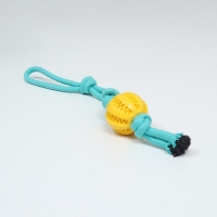 Игрушка канатная плетёная с мячом, до 45 см, до 115 г, голубая/желтая Игрушка канатная плетёная с мячом, до 45 см, до 115 г, голубая/желтая