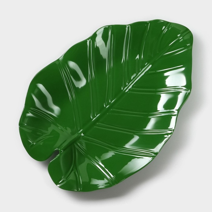 Блюдо для подачи &laquo;Лист&raquo;, 25&times;17&times;2 см, цвет зелёный