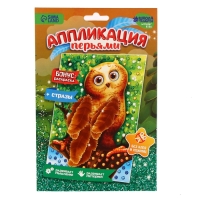 Аппликации перьями и стразами &laquo;Совёнок&raquo;